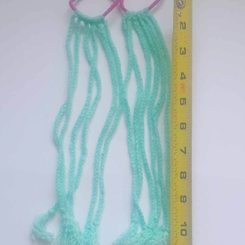 Handmade Mint Green Yarn Hair Extensions